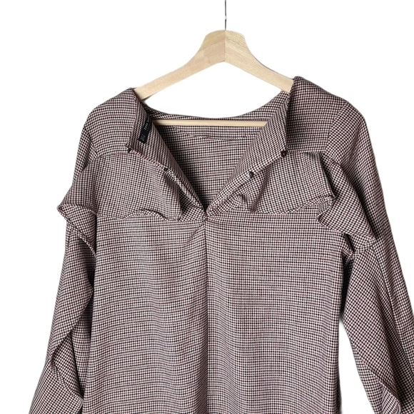 Zara Basic red houndstooth long-sleeve dress - Picture 6 of 11